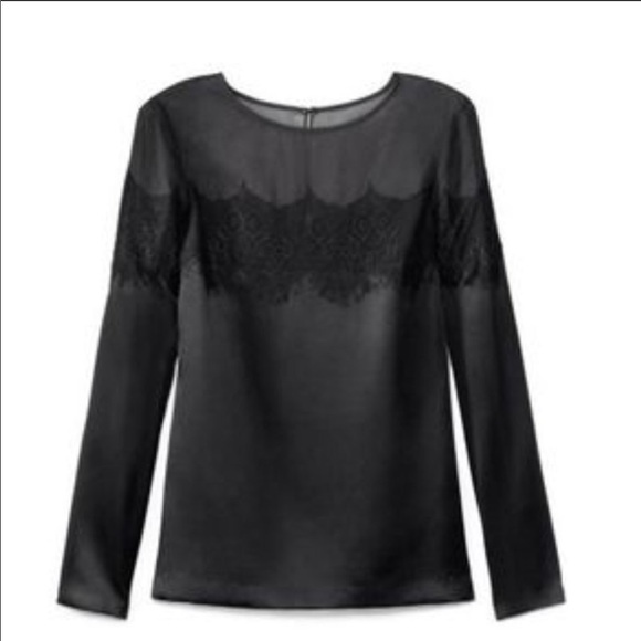 Tory Burch Tops - Tory Burch | Black silk lace long sleeve blouse